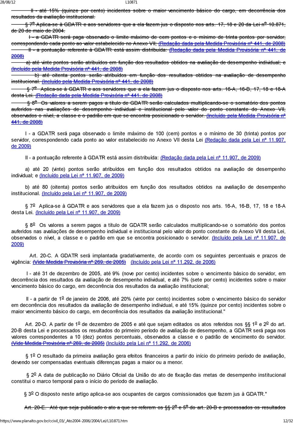 I - a GDATR será paga observado o limite máximo de cem pontos e o mínimo de trinta pontos por servidor, correspondendo cada ponto ao valor estabelecido no Anexo VII; (Redação dada pela Medida