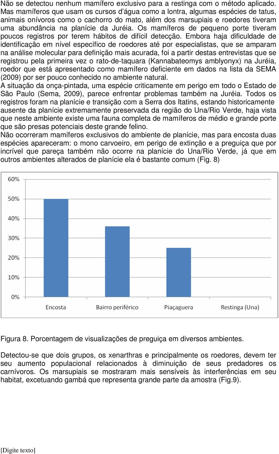 Os mamíferos de pequeno porte tiveram poucos registros por terem hábitos de difícil detecção.