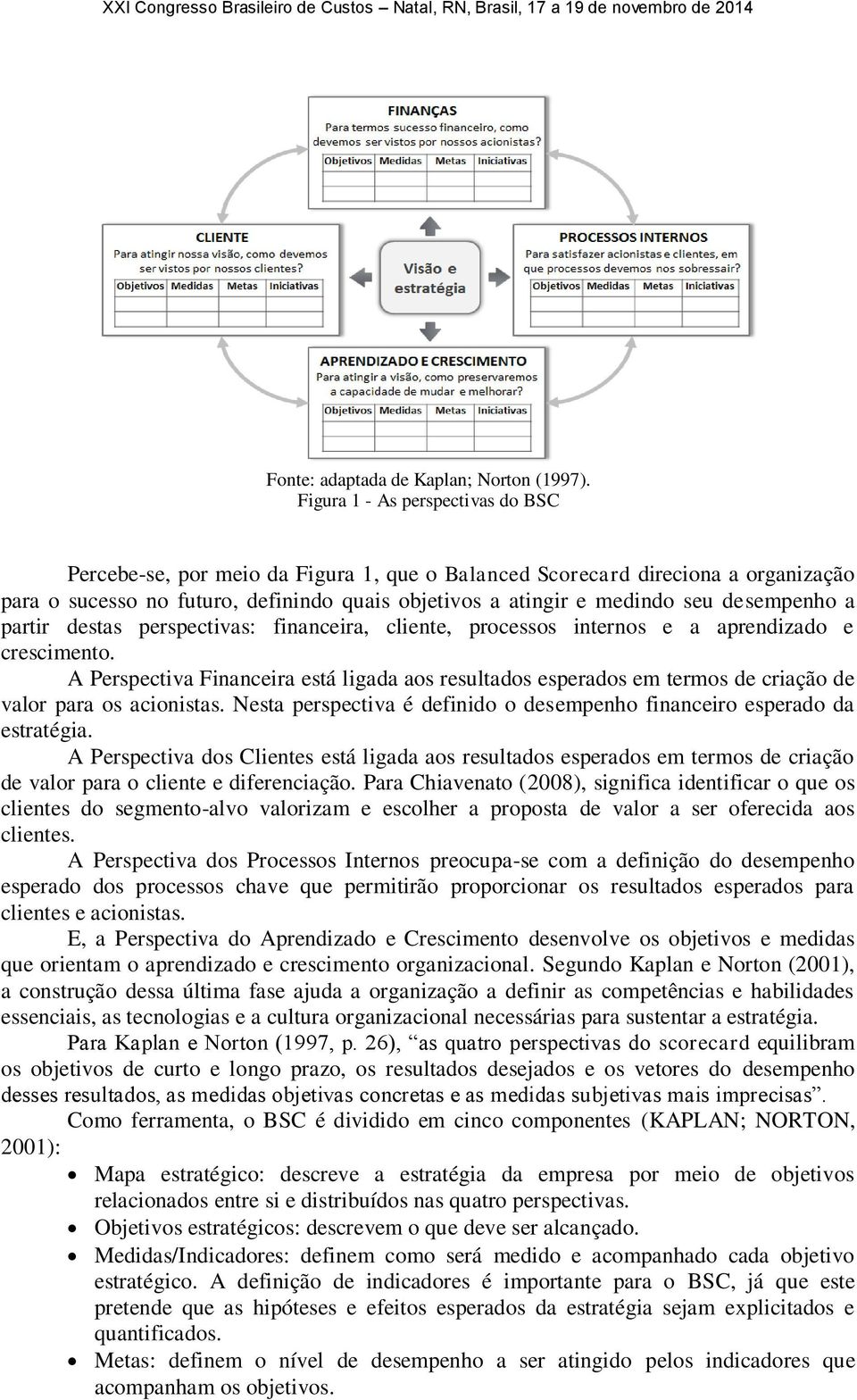 desempenho a partir destas perspectivas: financeira, cliente, processos internos e a aprendizado e crescimento.