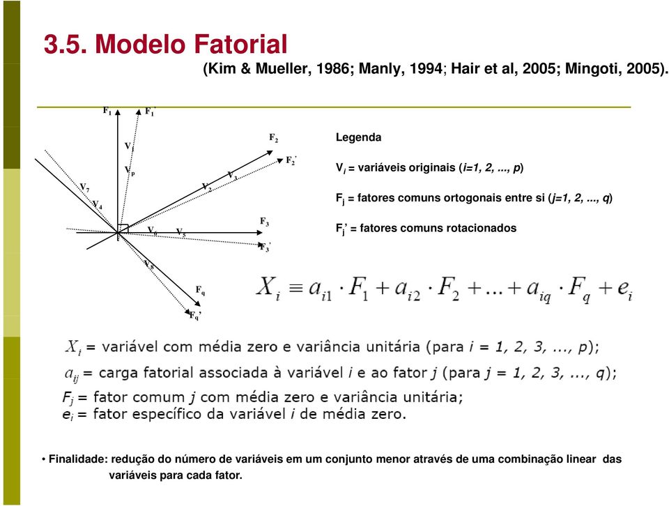 .., p) F j = fatores comuns ortogonais entre si (j=1, 2,.