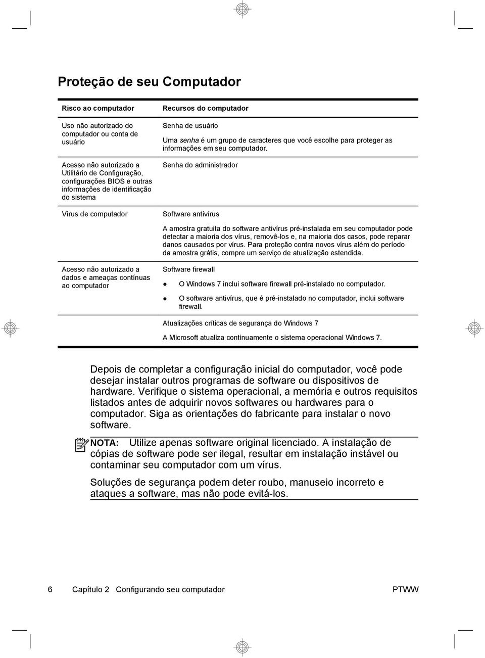 Senha do administrador Software antivírus A amostra gratuita do software antivírus pré-instalada em seu computador pode detectar a maioria dos vírus, removê-los e, na maioria dos casos, pode reparar