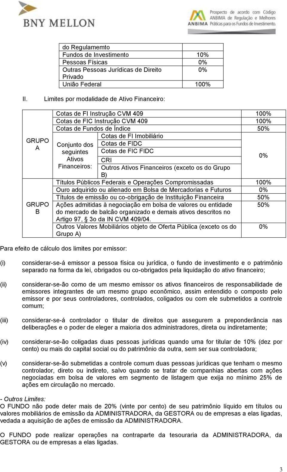 Financeiros: Cotas de FI Imobiliário Cotas de FIDC Cotas de FIC FIDC CRI Outros Ativos Financeiros (exceto os do Grupo B) Títulos Públicos Federais e Operações Compromissadas 100% Ouro adquirido ou