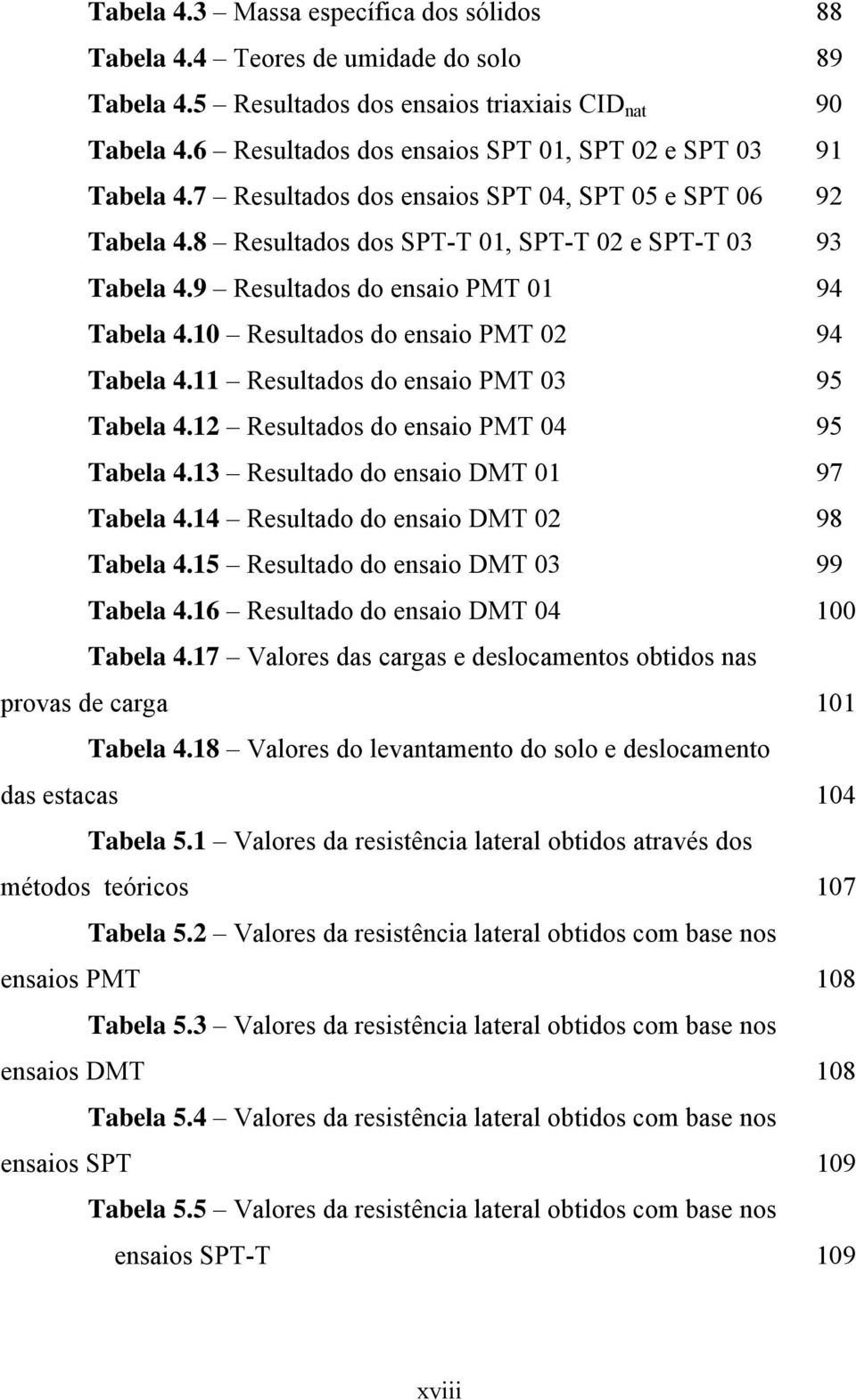 9 Resultados do ensaio PMT 01 94 Tabela 4.10 Resultados do ensaio PMT 02 94 Tabela 4.11 Resultados do ensaio PMT 03 95 Tabela 4.12 Resultados do ensaio PMT 04 95 Tabela 4.