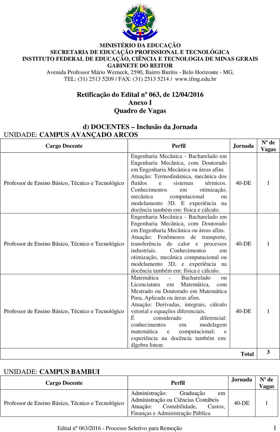 E experiência na docência também em: física e cálculo. Engenharia Mecânica - Bacharelado em Engenharia Mecânica, com Doutorado em Engenharia Mecânica ou áreas afins.