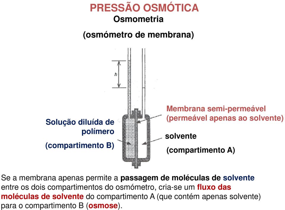 permte pssgem de moléuls de solvete etre os dos omprtmetos do osmómetro, r-se um