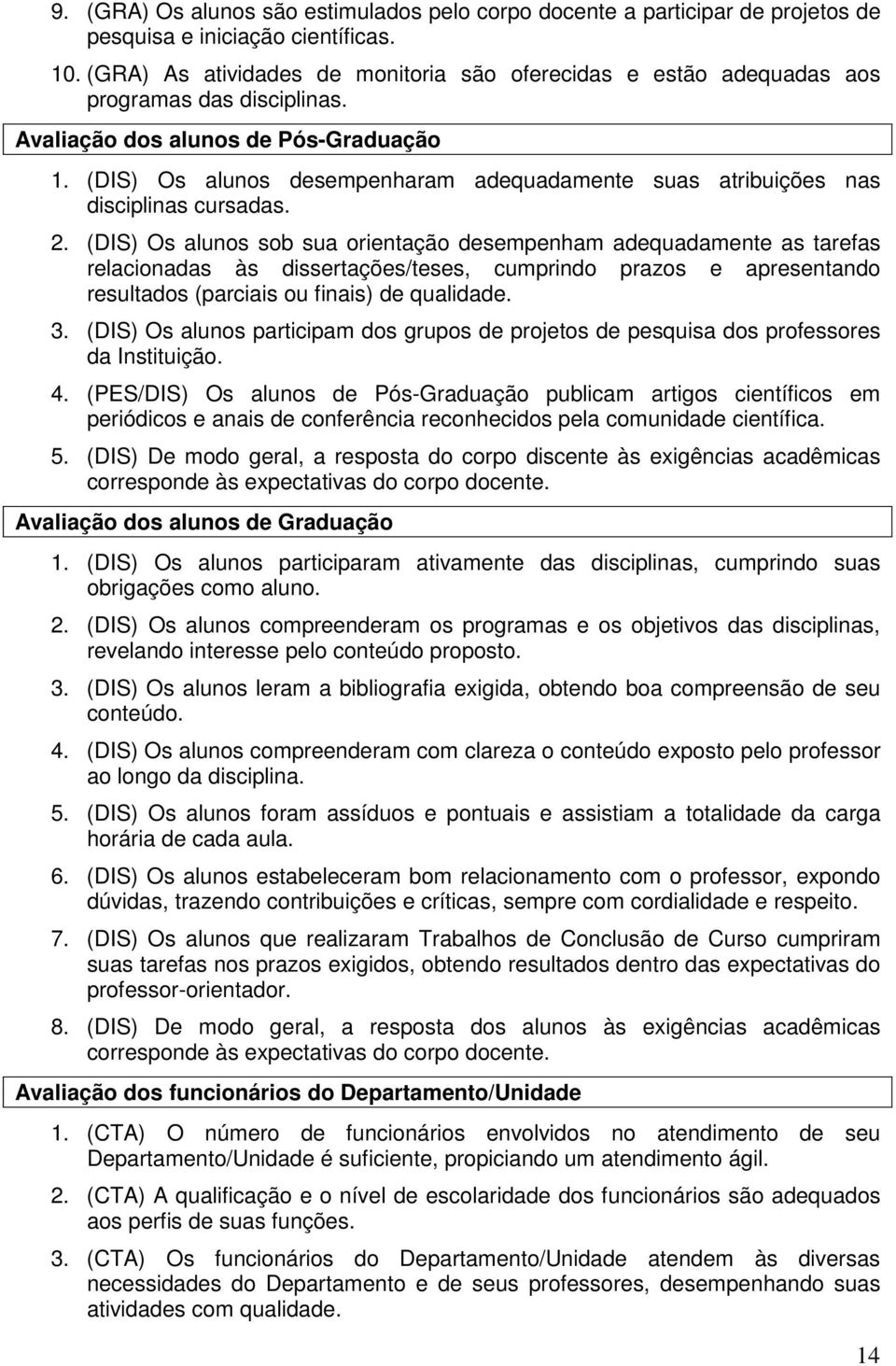 (DIS) Os alunos desempenharam adequadamente suas atribuições nas disciplinas cursadas. 2.