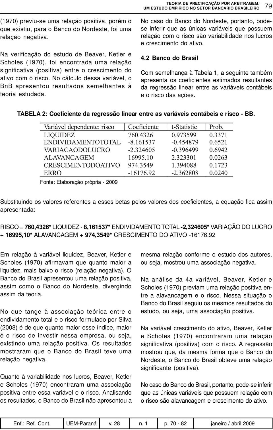 No cálculo dessa variável, o BnB apresentou resultados semelhantes à teoria estudada.