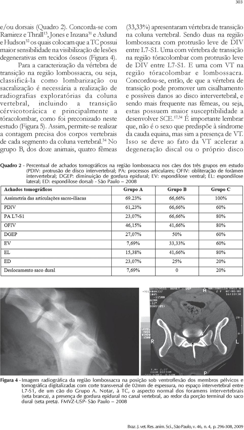 Para a caracterização da vértebra de transição na região lombossacra, ou seja, classificá-la como lombarização ou sacralização é necessária a realização de radiografias exploratórias da coluna