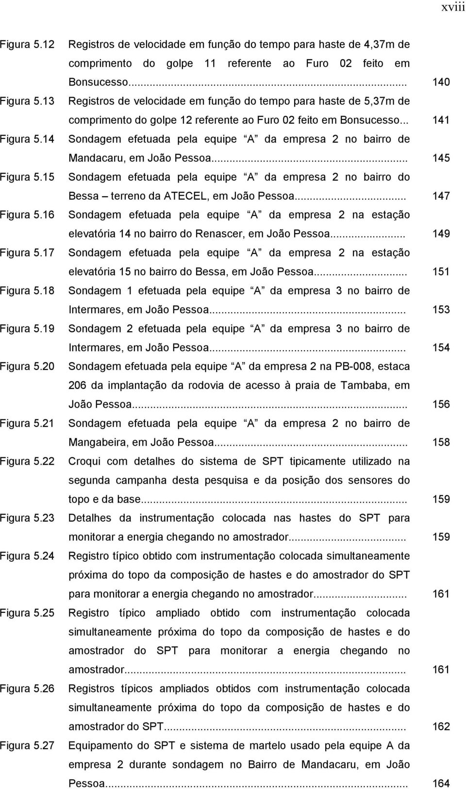 14 Sondagem efetuada pela equipe A da empresa 2 no bairro de Mandacaru, em João Pessoa... 145 Figura 5.