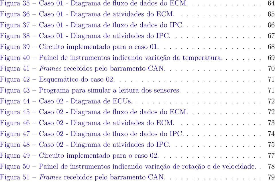 .................. 68 Figura 40 Painel de instrumentos indicando variação da temperatura........ 69 Figura 41 Frames recebidos pelo barramento CAN.................. 70 Figura 42 Esquemático do caso 02.