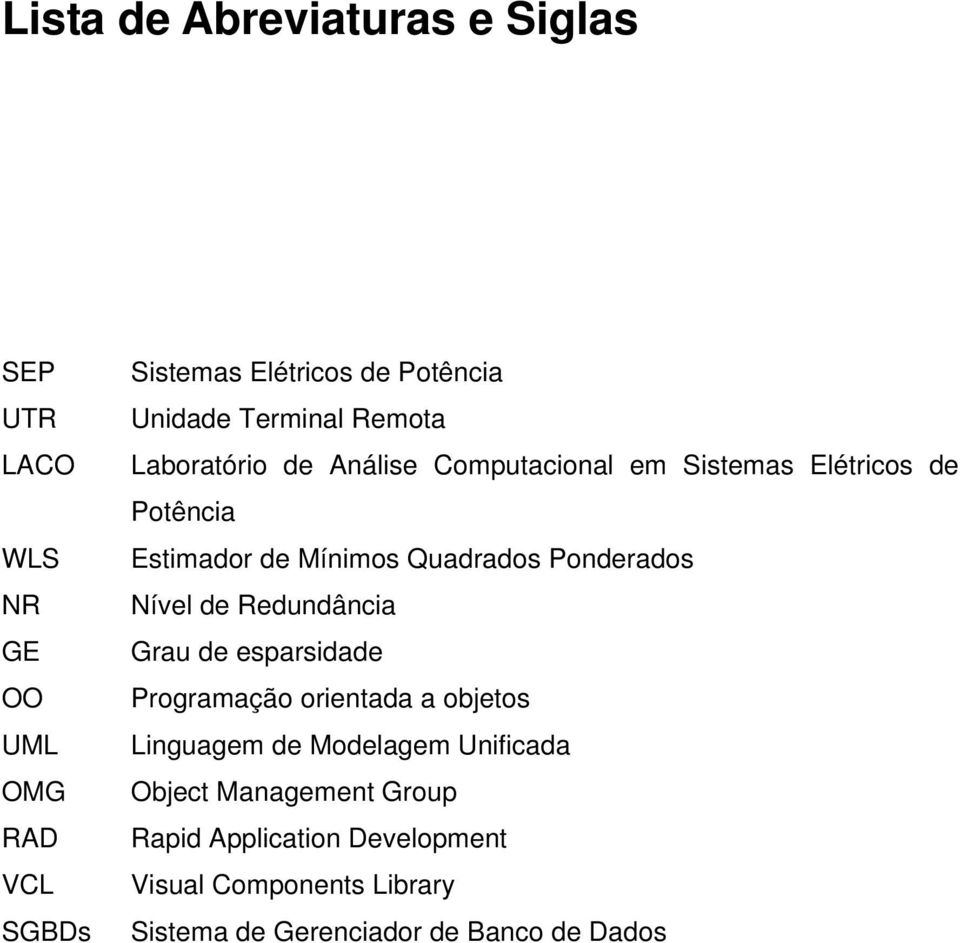 Ponderados Nível de Redundância Grau de esparsidade Programação orienada a objeos Linguagem de Modelagem