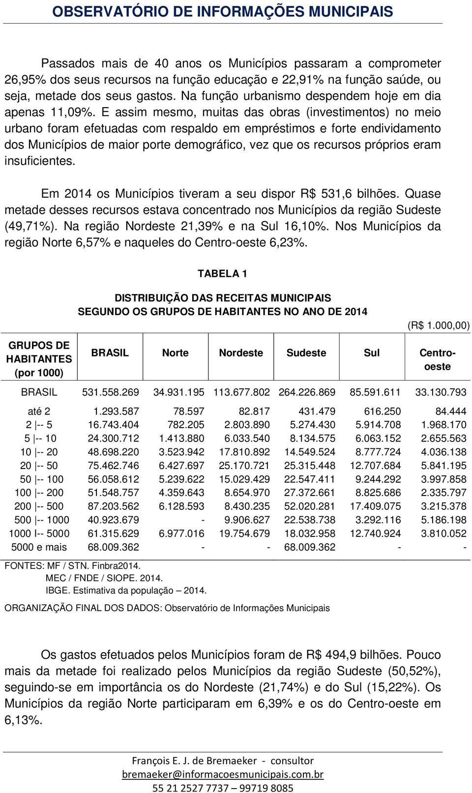 E assim mesmo, muitas das obras (investimentos) no meio urbano foram efetuadas com respaldo em empréstimos e forte endividamento dos Municípios de maior porte demográfico, vez que os recursos