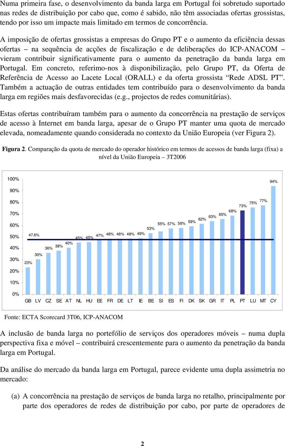 A imposição de ofertas grossistas a empresas do Grupo PT e o aumento da eficiência dessas ofertas na sequência de acções de fiscalização e de deliberações do ICP-ANACOM vieram contribuir