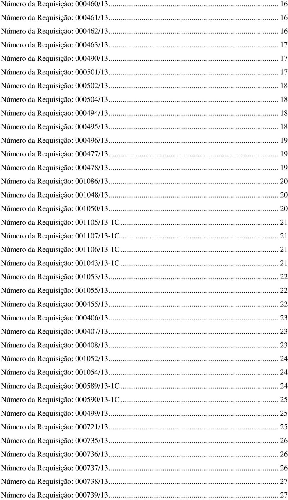 .. 18 Número da Requisição: 000496/13... 19 Número da Requisição: 000477/13... 19 Número da Requisição: 000478/13... 19 Número da Requisição: 001086/13... 20 Número da Requisição: 001048/13.