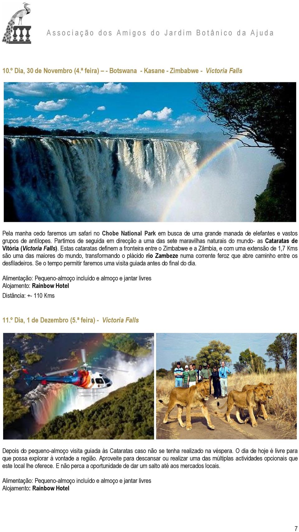 Partimos de seguida em direcção a uma das sete maravilhas naturais do mundo- as Cataratas de Vitória (Victoria Falls).