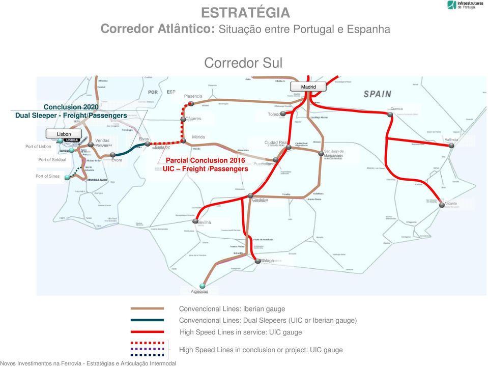Freight /Passengers Puertollano Ciudad Real San Juan de Manzanares Valência Córdoba Alicante Sevilha Málaga Algeciras Convencional Lines: Iberian