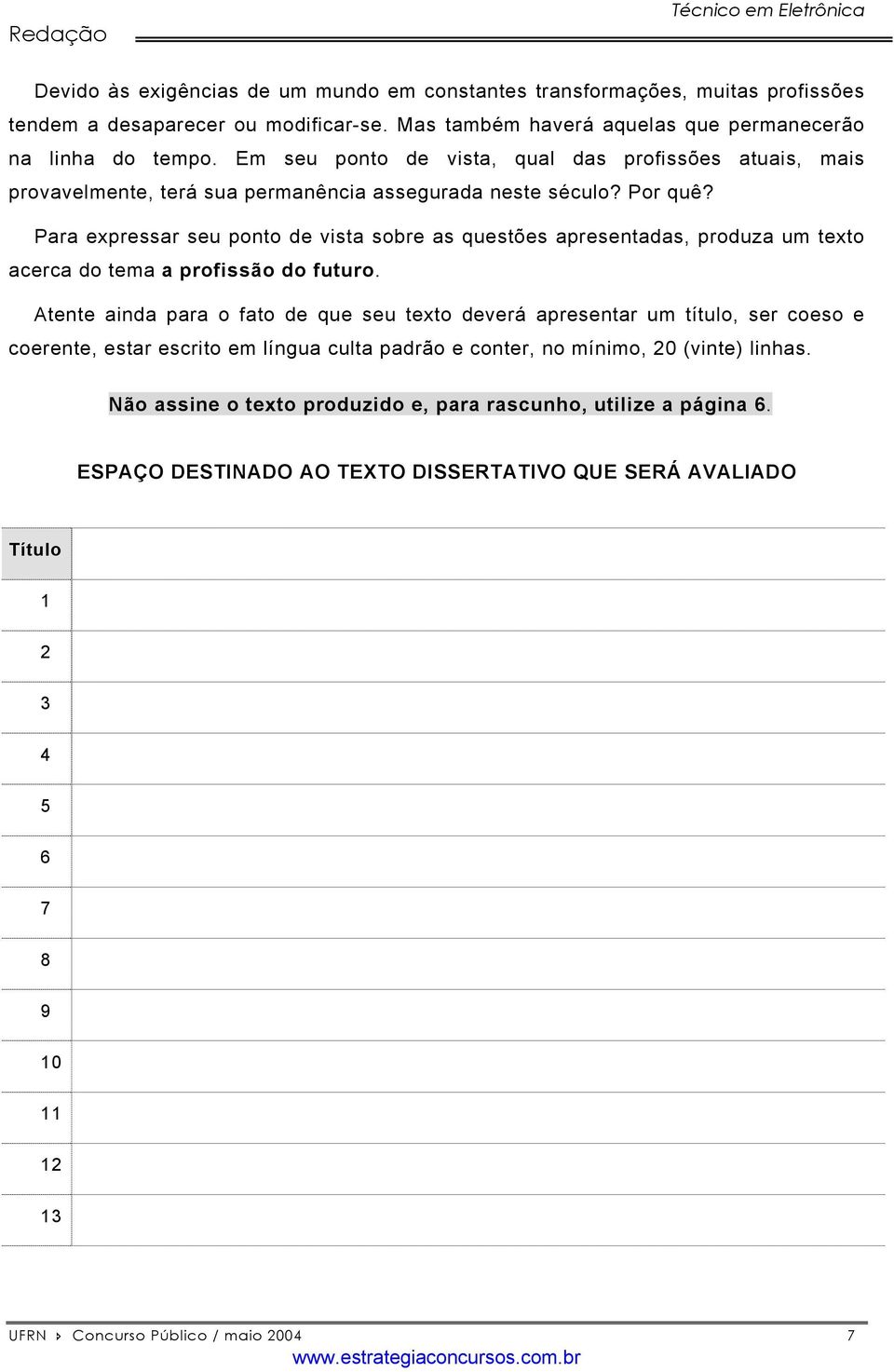 Para expressar seu ponto de vista sobre as questões apresentadas, produza um texto acerca do tema a profissão do futuro.