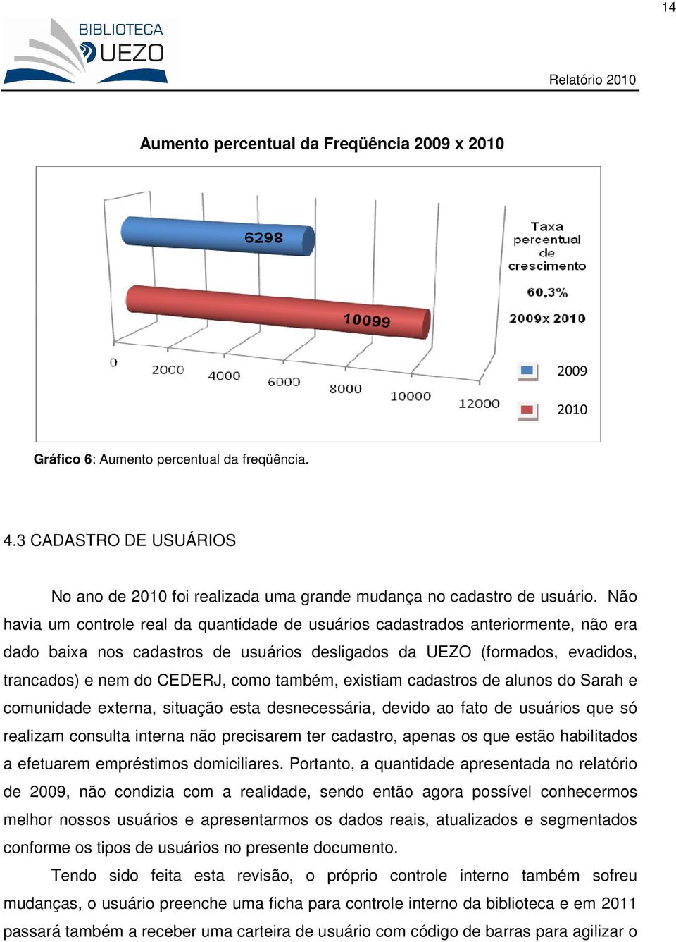 também, existiam cadastros de alunos do Sarah e comunidade externa, situação esta desnecessária, devido ao fato de usuários que só realizam consulta interna não precisarem ter cadastro, apenas os que