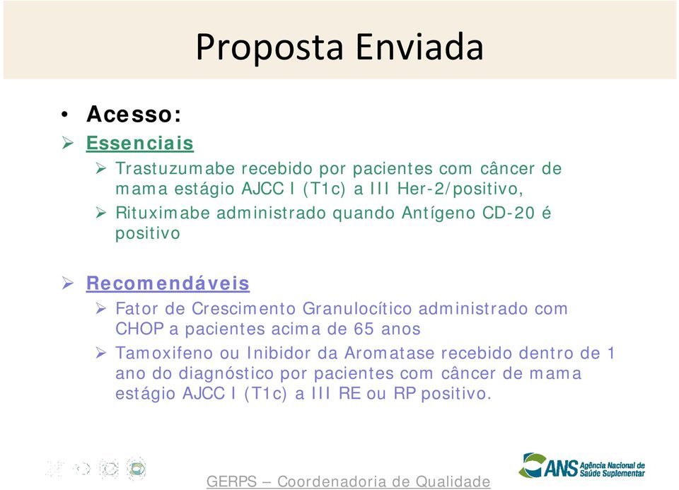 Crescimento Granulocítico administrado com CHOP a pacientes acima de 65 anos Tamoxifeno ou Inibidor da