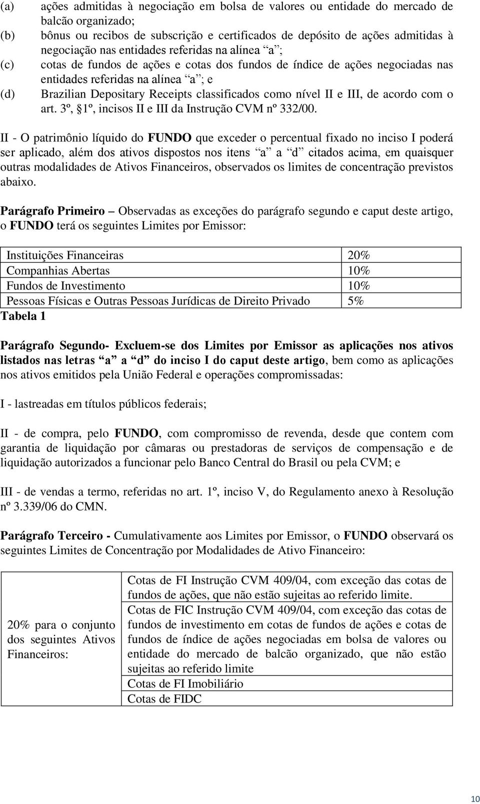 como nível II e III, de acordo com o art. 3º, 1º, incisos II e III da Instrução CVM nº 332/00.