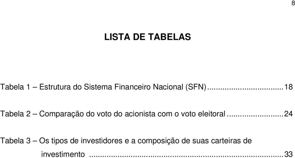 .. 18 Tabela 2 Comparação do voto do acionista com o voto