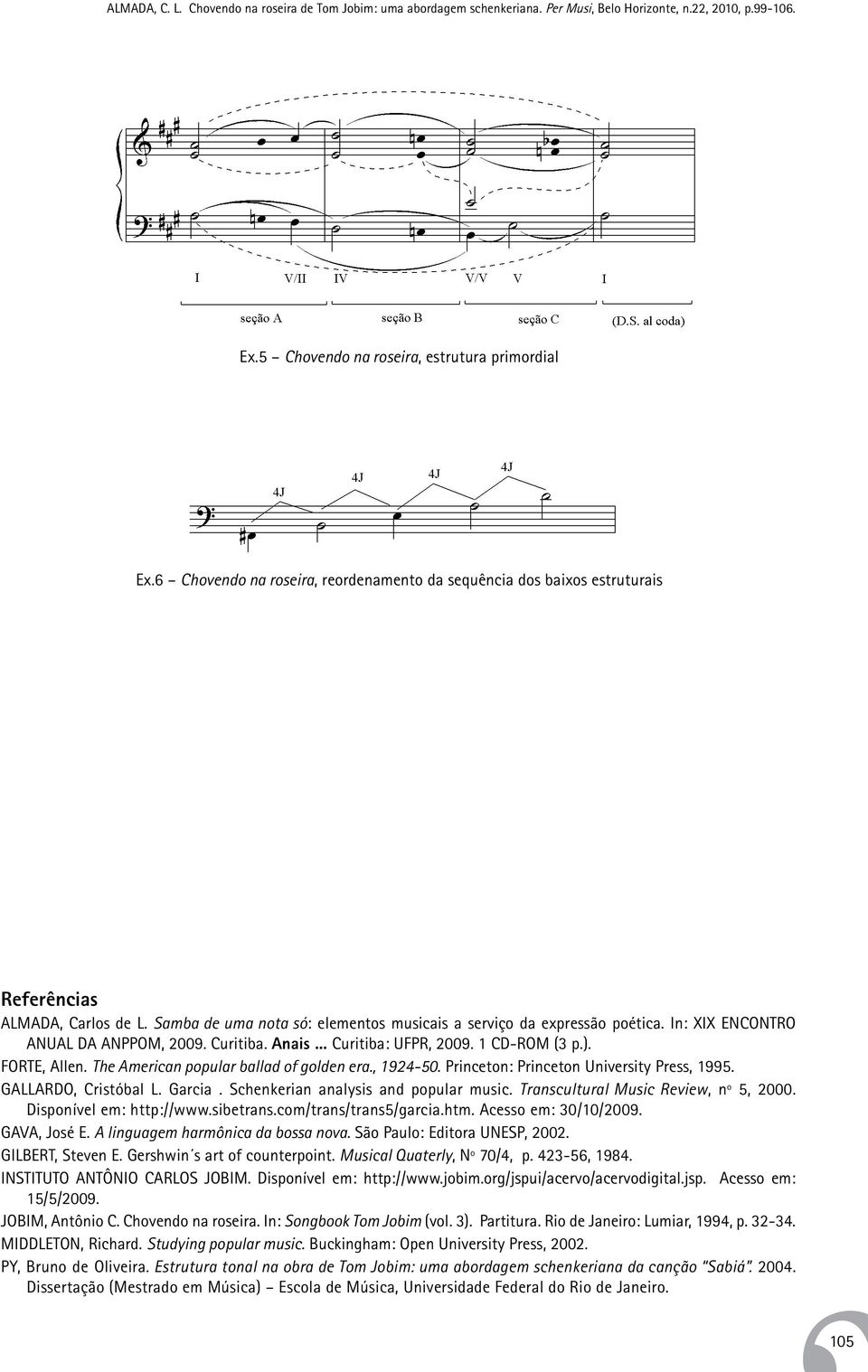 The American popular ballad of golden era., 1924-50. Princeton: Princeton University Press, 1995. GALLARDO, Cristóbal L. Garcia. Schenkerian analysis and popular music.