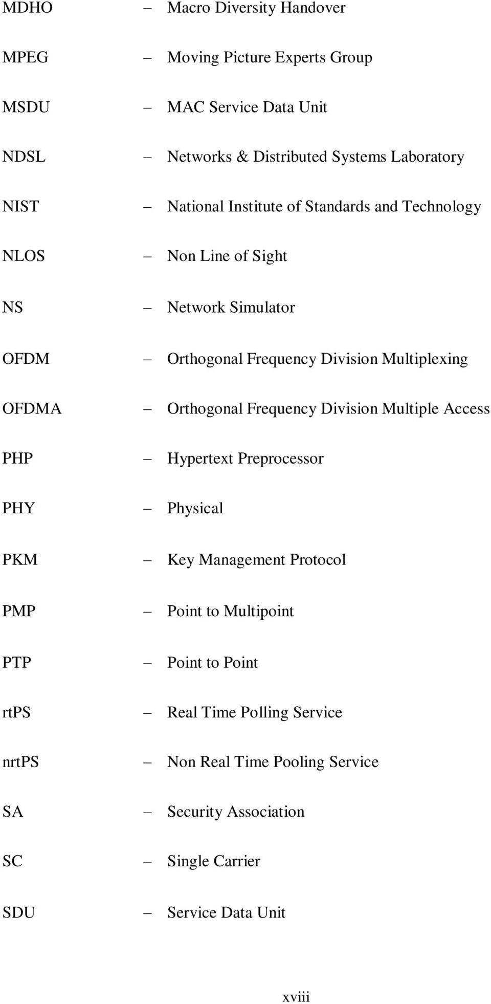 Orthogonal Frequency Division Multiple Access PHP Hypertext Preprocessor PHY Physical PKM Key Management Protocol PMP Point to Multipoint PTP