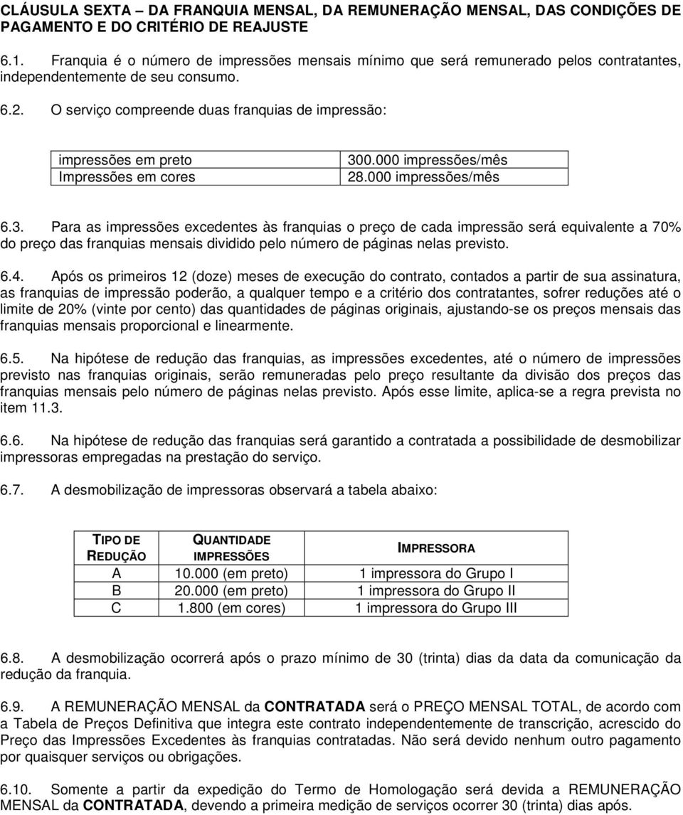 O serviço compreende duas franquias de impressão: impressões em preto Impressões em cores 30