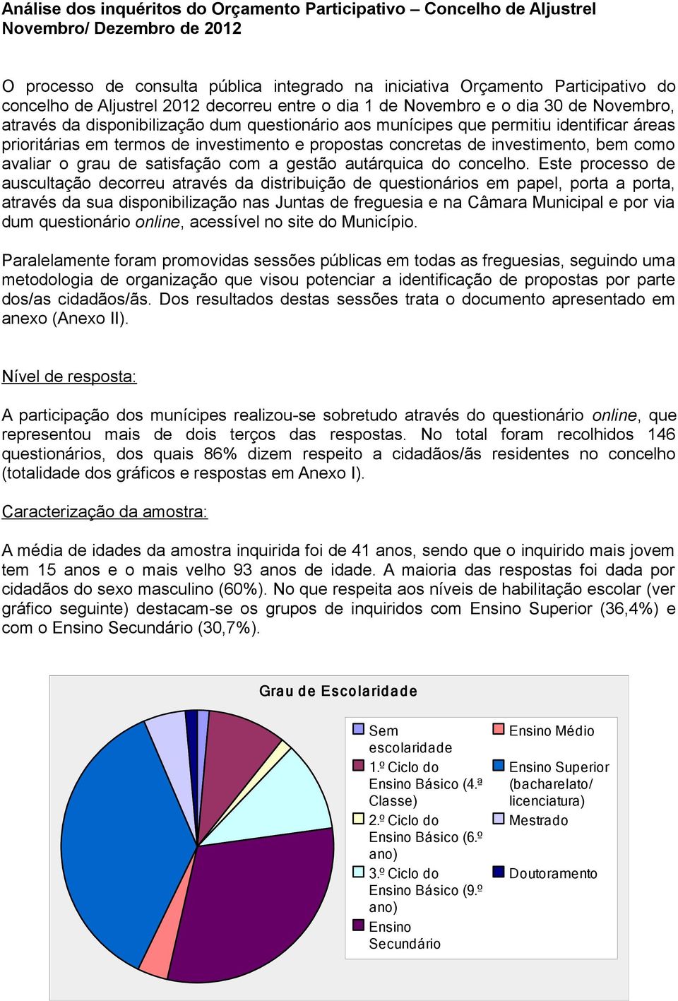 investimento e propostas concretas de investimento, bem como avaliar o grau de satisfação com a gestão autárquica do concelho.