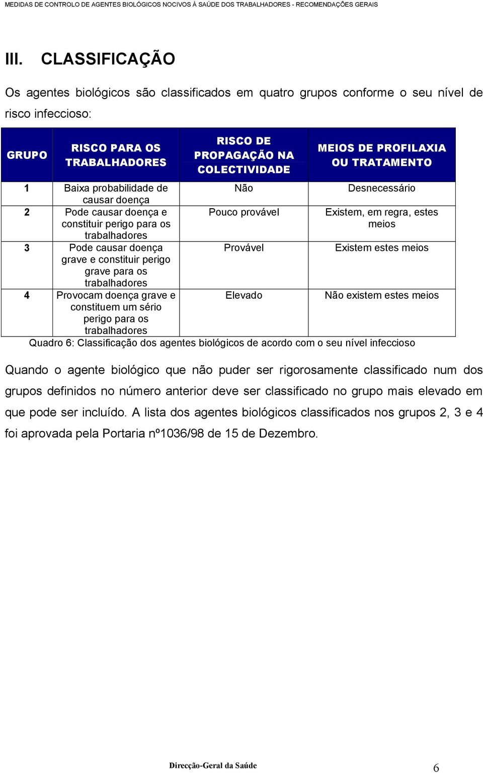 causar doença Provável Existem estes meios grave e constituir perigo grave para os trabalhadores 4 Provocam doença grave e Elevado Não existem estes meios constituem um sério perigo para os