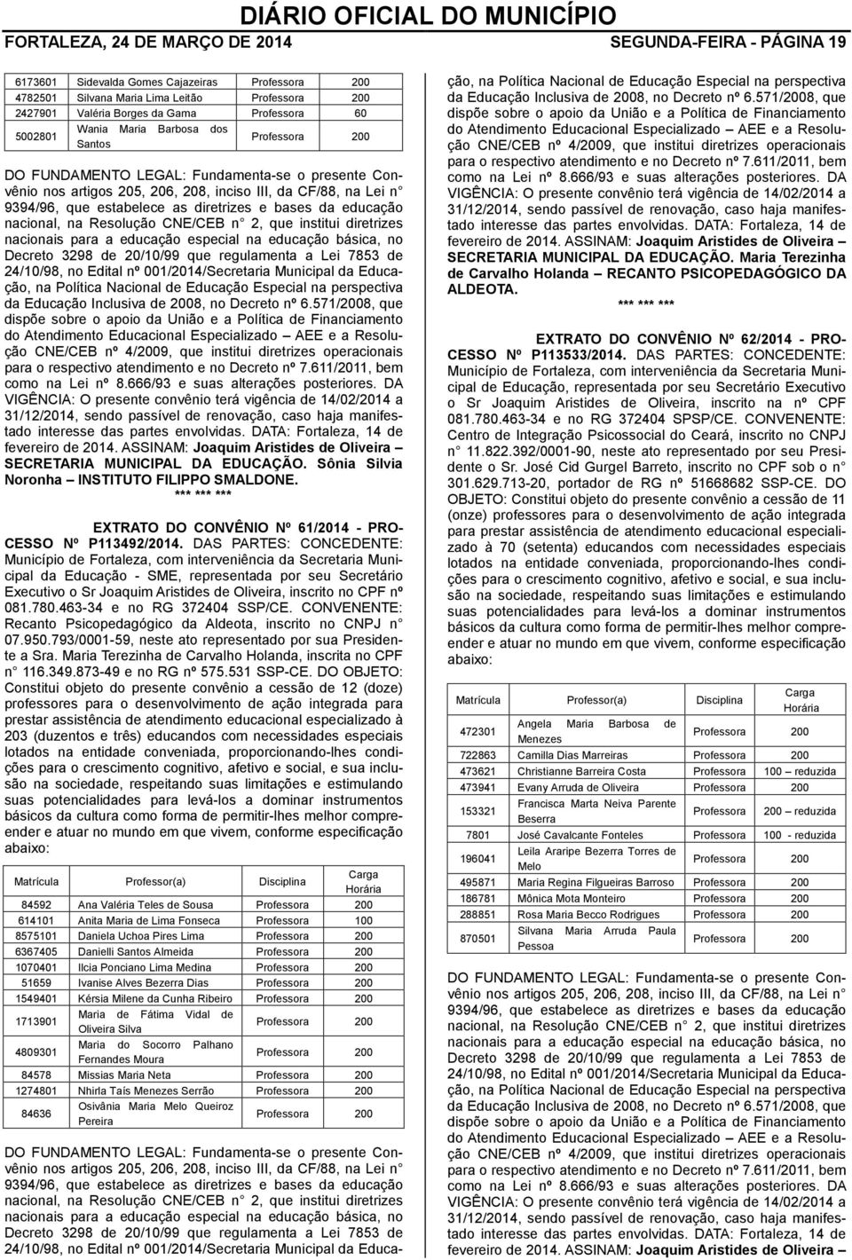 diretrizes e bases da educação nacional, na Resolução CNE/CEB n 2, que institui diretrizes nacionais para a educação especial na educação básica, no Decreto 3298 de 20/10/99 que regulamenta a Lei