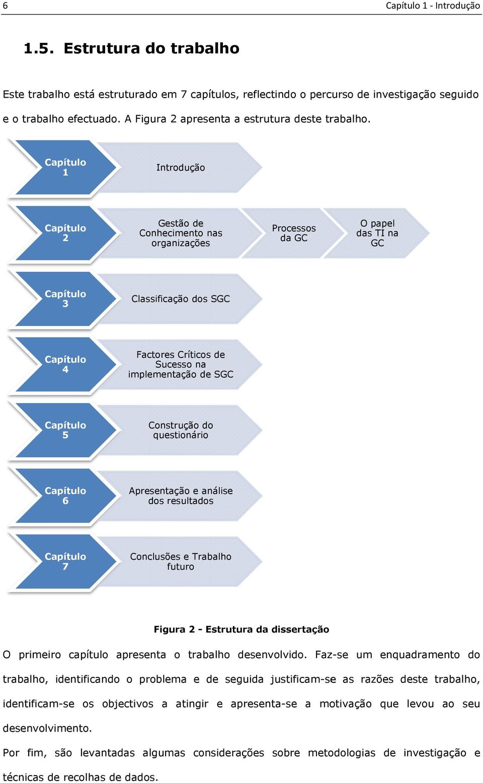 Capítulo 1 Introdução Capítulo 2 Gestão de Conhecimento nas organizações Processos da GC O papel das TI na GC Capítulo 3 Classificação dos SGC Capítulo 4 Factores Críticos de Sucesso na implementação