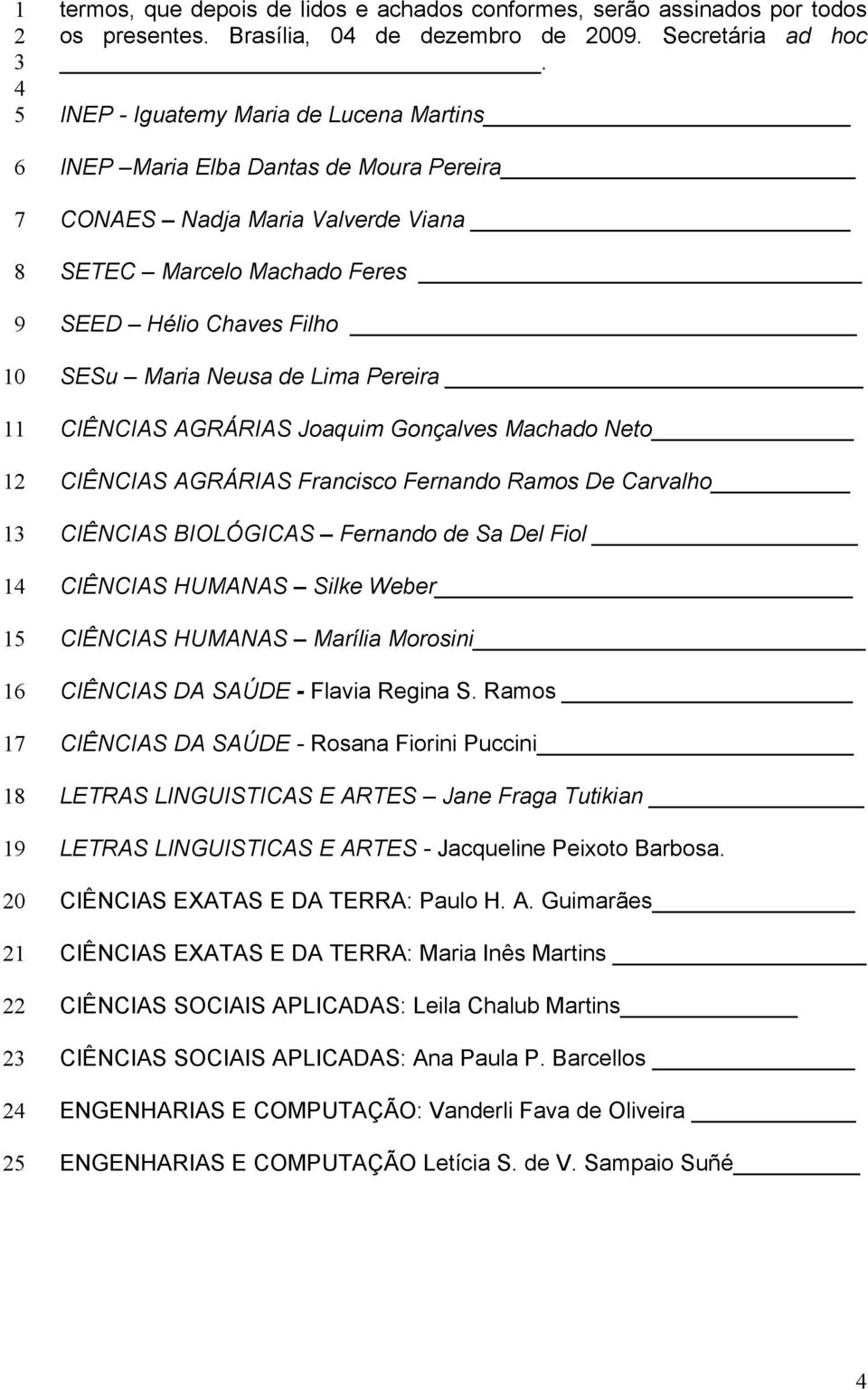 INEP - Iguatemy Maria de Lucena Martins INEP Maria Elba Dantas de Moura Pereira CONAES Nadja Maria Valverde Viana SETEC Marcelo Machado Feres SEED Hélio Chaves Filho SESu Maria Neusa de Lima Pereira