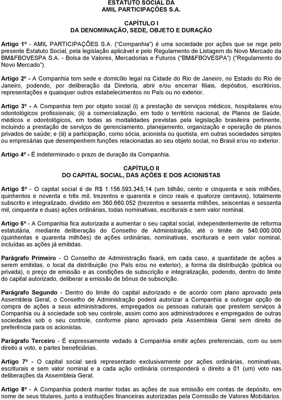 Artigo 2º A Companhia tem sede e domicílio legal na Cidade do Rio de Janeiro, no Estado do Rio de Janeiro, podendo, por deliberação da Diretoria, abrir e/ou encerrar filiais, depósitos, escritórios,