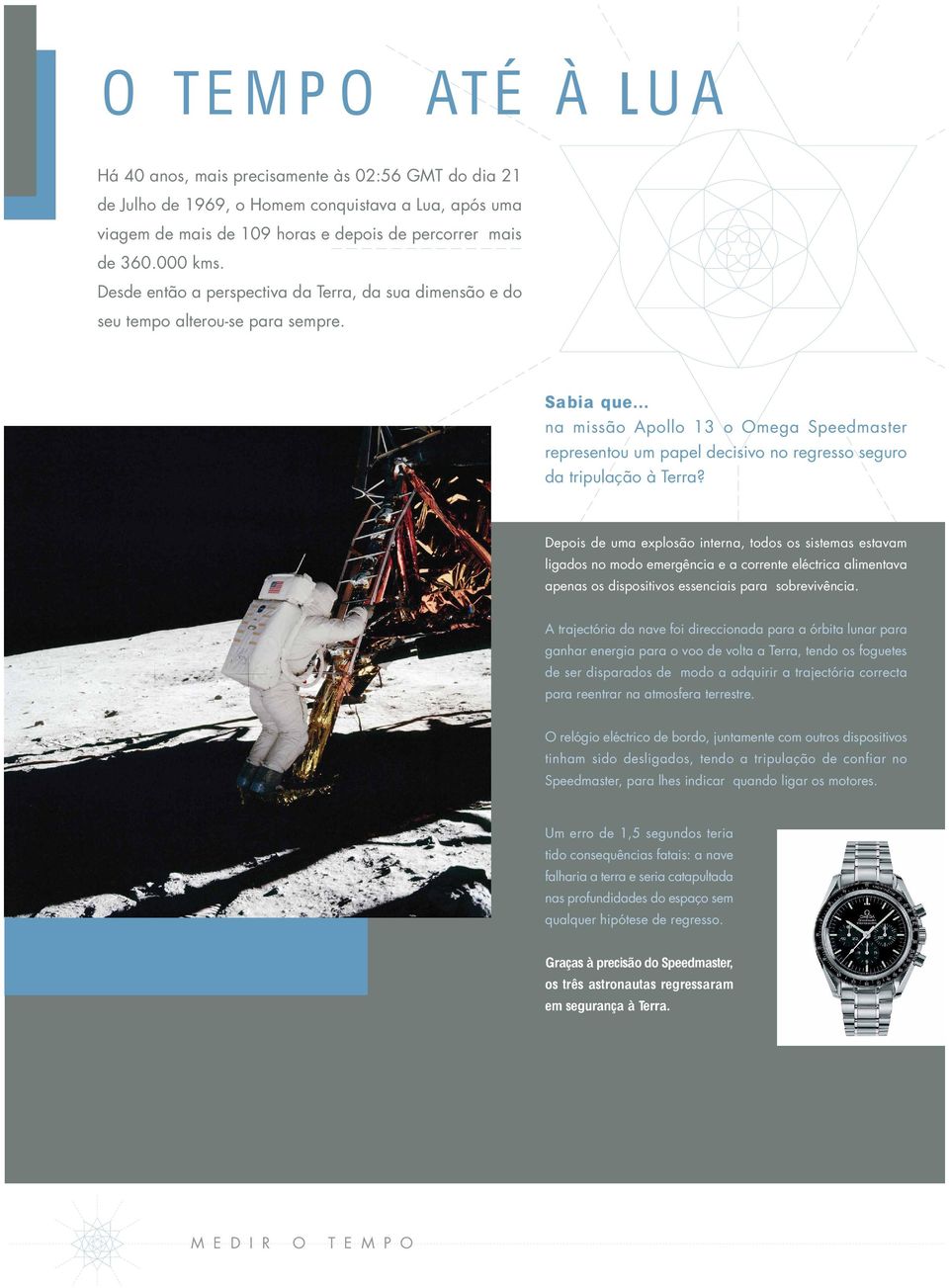 Sabia que na missão Apollo 13 o Omega Speedmaster representou um papel decisivo no regresso seguro da tripulação à Terra?