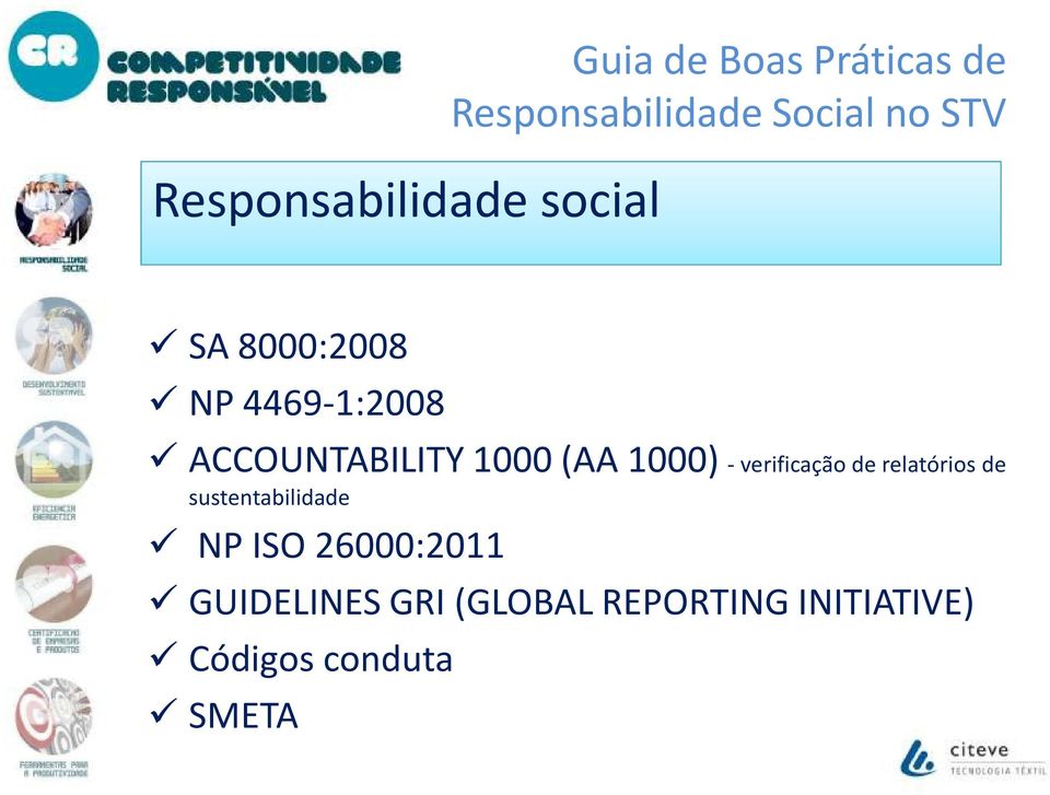 -verificação de relatórios de sustentabilidade NP ISO