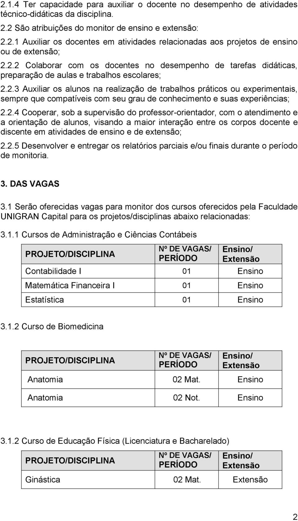 2.4 Cooperar, sob a supervisão do professor-orientador, com o atendimento e a orientação de alunos, visando a maior interação entre os corpos docente e discente em atividades de ensino e de extensão;