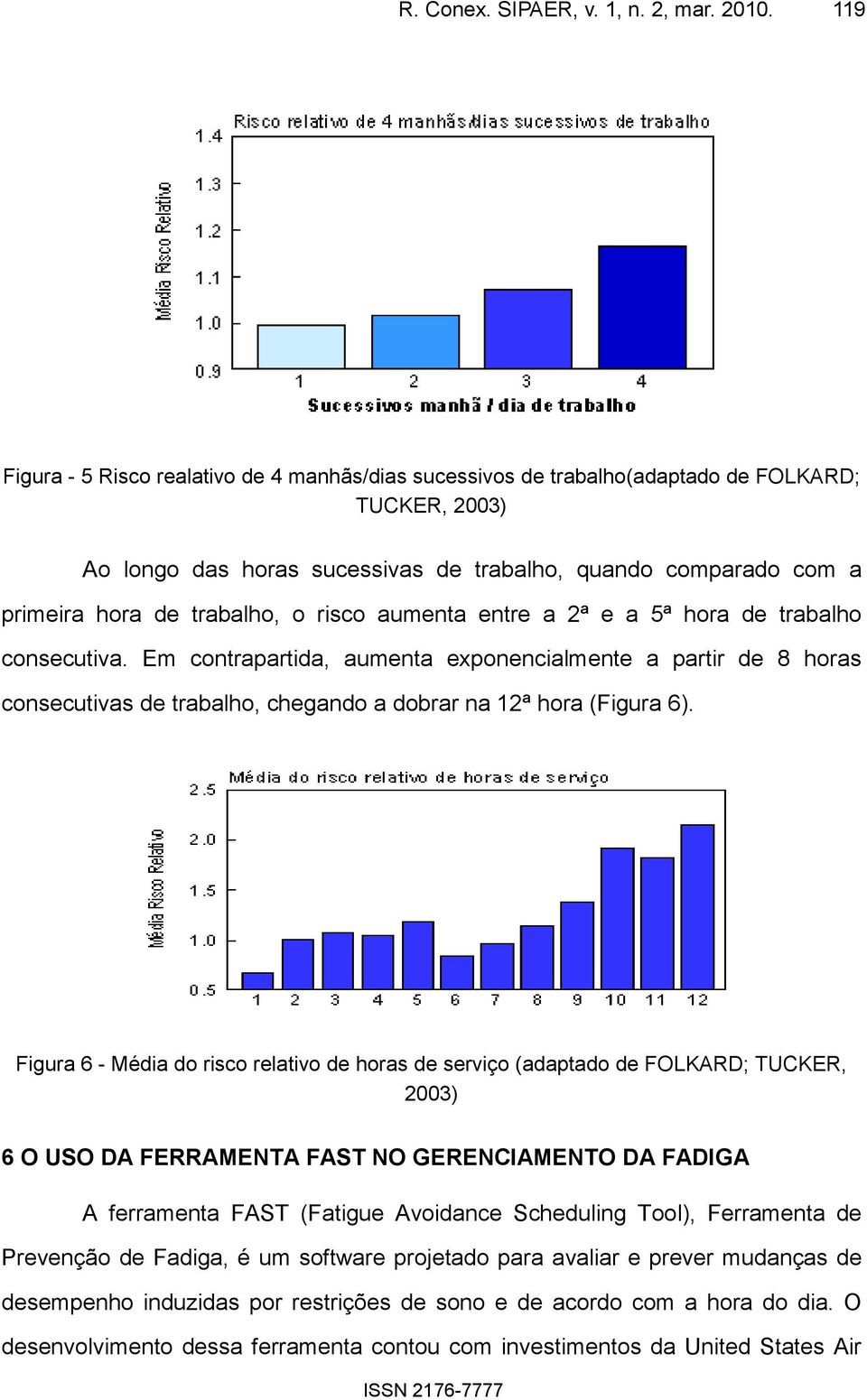 o risco aumenta entre a 2ª e a 5ª hora de trabalho consecutiva. Em contrapartida, aumenta exponencialmente a partir de 8 horas consecutivas de trabalho, chegando a dobrar na 12ª hora (Figura 6).