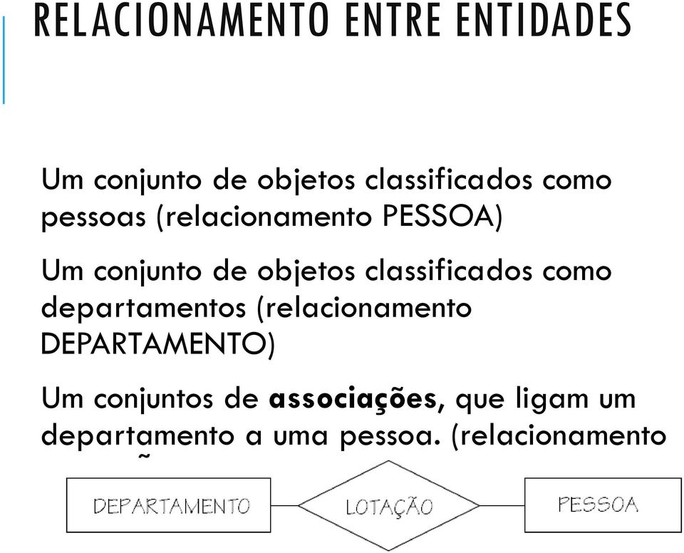 classificados como departamentos (relacionamento DEPARTAMENTO) Um