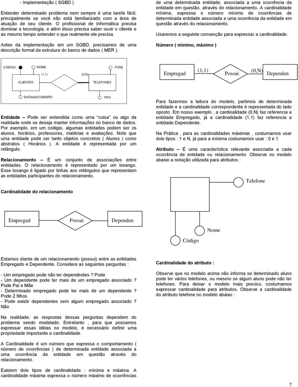 Antes da implementação em um SGBD, precisamos de uma descrição formal da estrutura do banco de dados ( MER ).