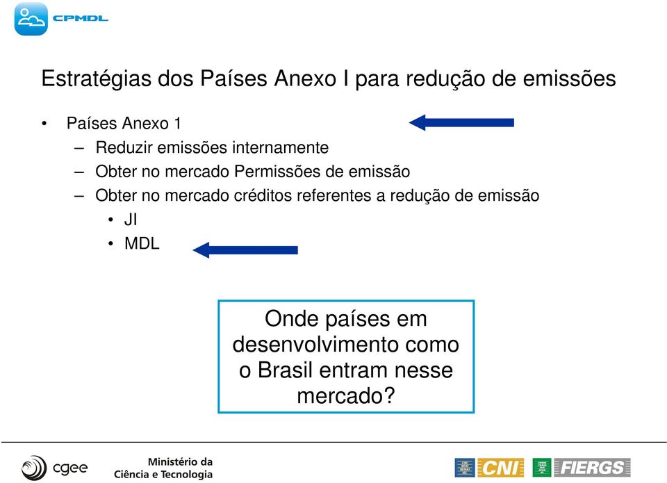 de emissão Obter no mercado créditos referentes a redução de