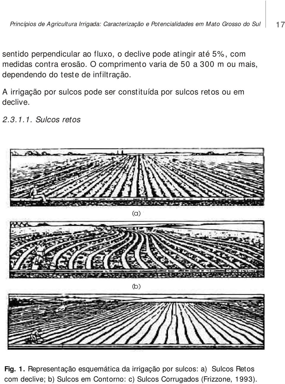 O comprimento varia de 50 a 300 m ou mais, dependendo do teste de infiltração.