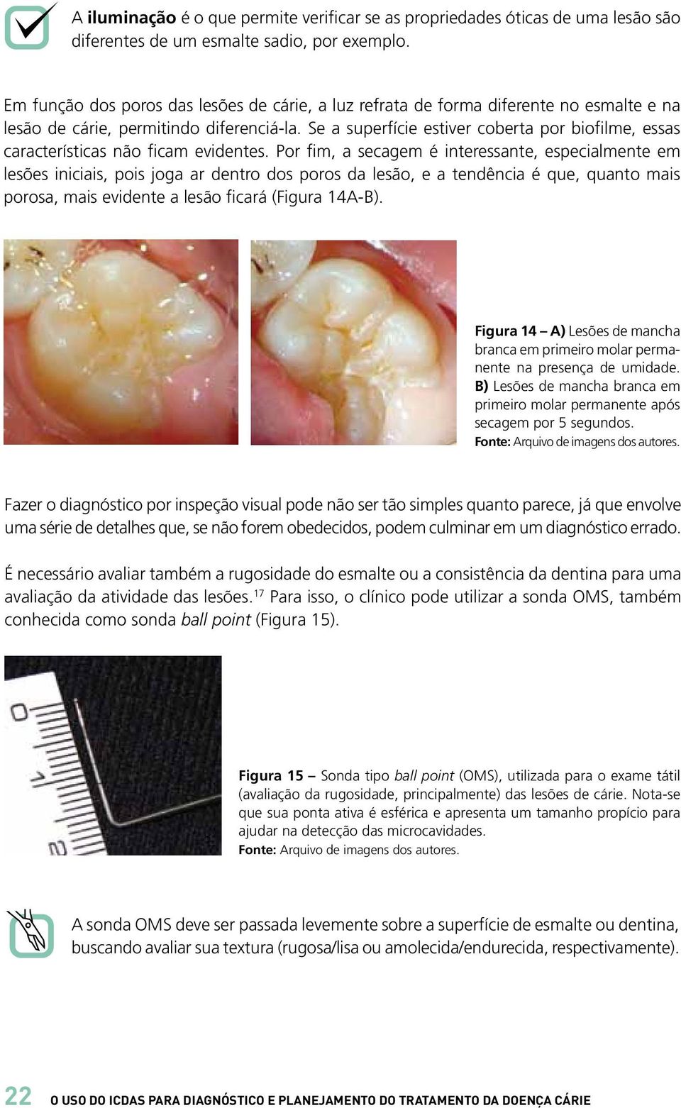 Se a superfície estiver coberta por biofilme, essas características não ficam evidentes.