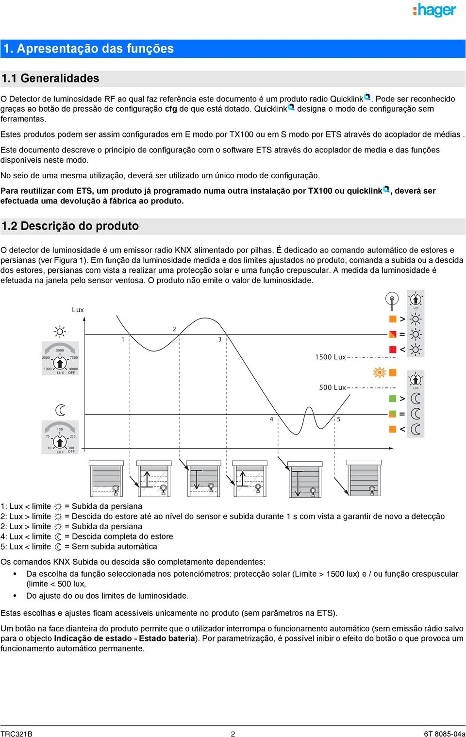 Estes produtos podem ser assim configurados em E modo por TX100 ou em S modo por ETS através do acoplador de médias.