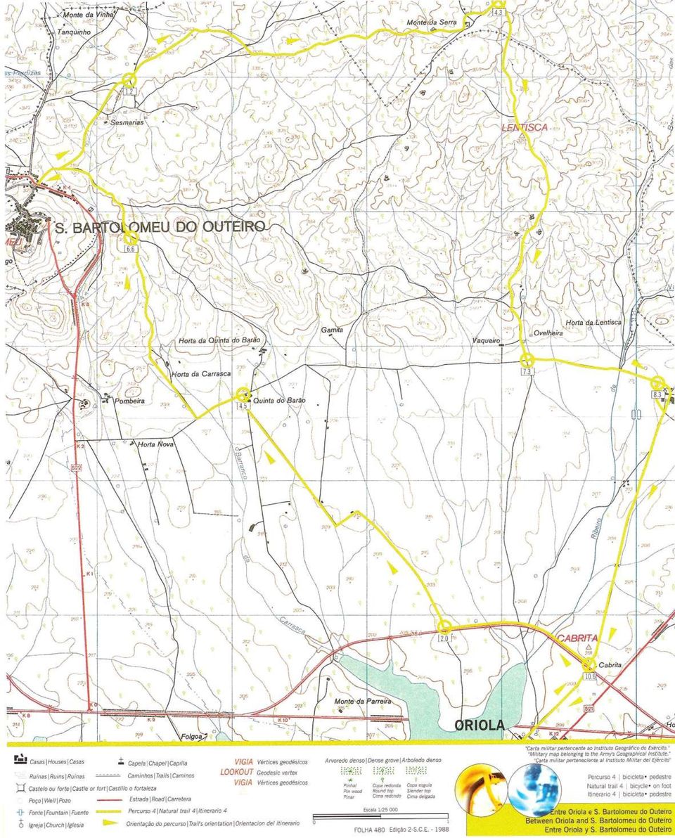 ~ 9 Copa esguia Slender lop Ctma de/gada Percurso 4 I bicicleta - pedestre Natural trail 4 bicycle- on foot Itinerario 4 [ bicicle1a- pedestre -D- Fonte IFountain IFuente