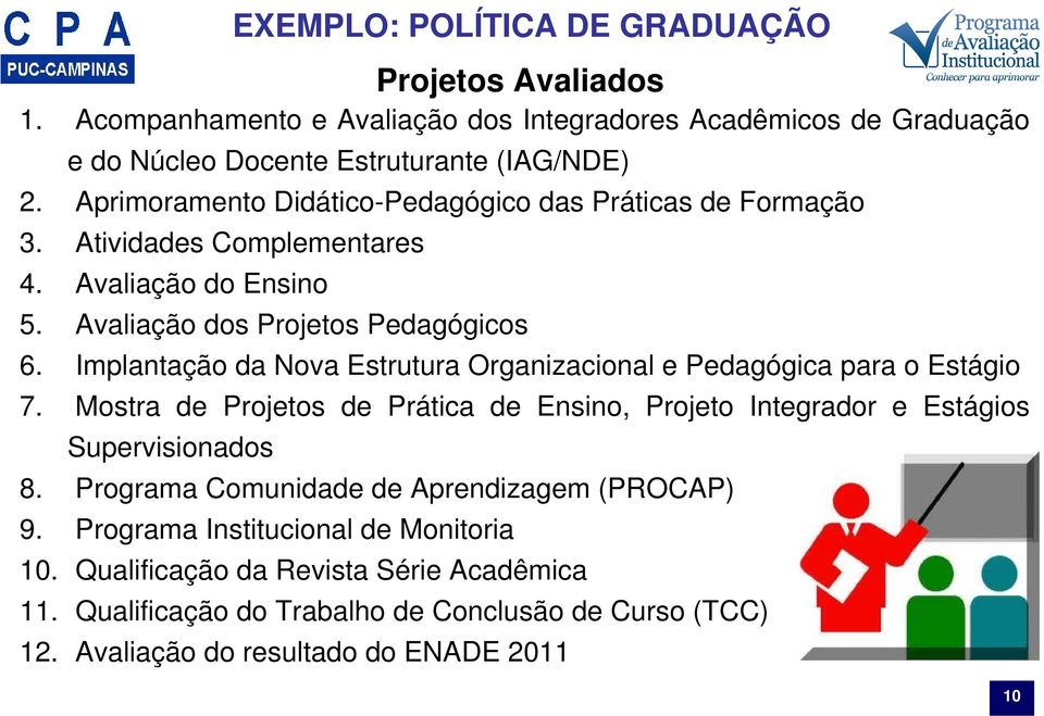 Implantação da Nova Estrutura Organizacional e Pedagógica para o Estágio 7. Mostra de Projetos de Prática de Ensino, Projeto Integrador e Estágios Supervisionados 8.