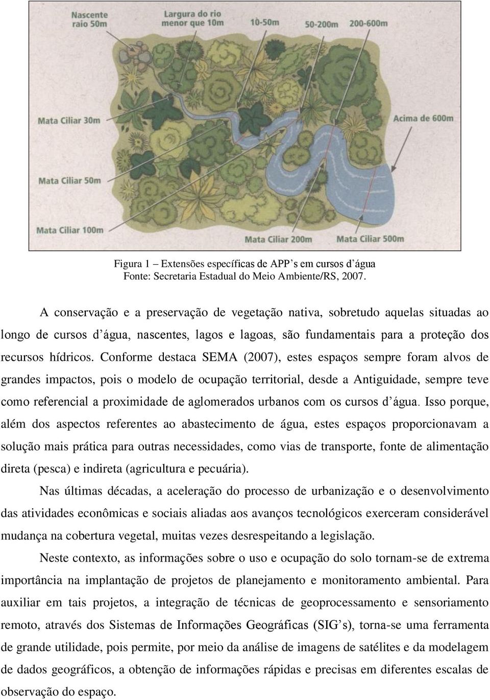 Conforme destaca SEMA (2007), estes espaços sempre foram alvos de grandes impactos, pois o modelo de ocupação territorial, desde a Antiguidade, sempre teve como referencial a proximidade de