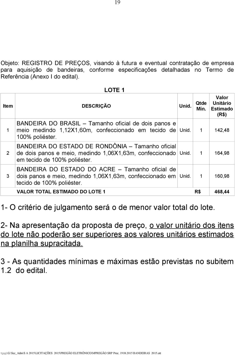 BANDEIRA DO ESTADO DE RONDÔNIA Tamanho oficial de dois panos e meio, medindo 1,06X1,63m, confeccionado em tecido de 100% poliéster.