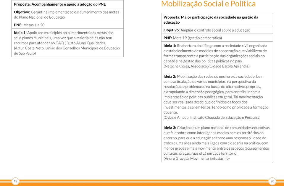 (Artur Costa Neto, União dos Conselhos Municipais de Educação de São Paulo) Mobilização Social e Política Proposta: Maior participação da sociedade na gestão da educação Objetivo: Ampliar o controle