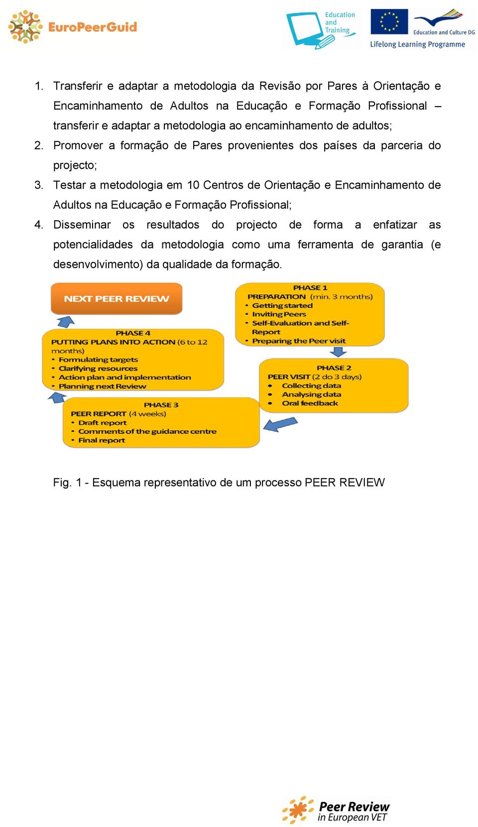 Testar a metodologia em 10 Centros de Orientação e Encaminhamento de Adultos na Educação e Formação Profissional; 4.